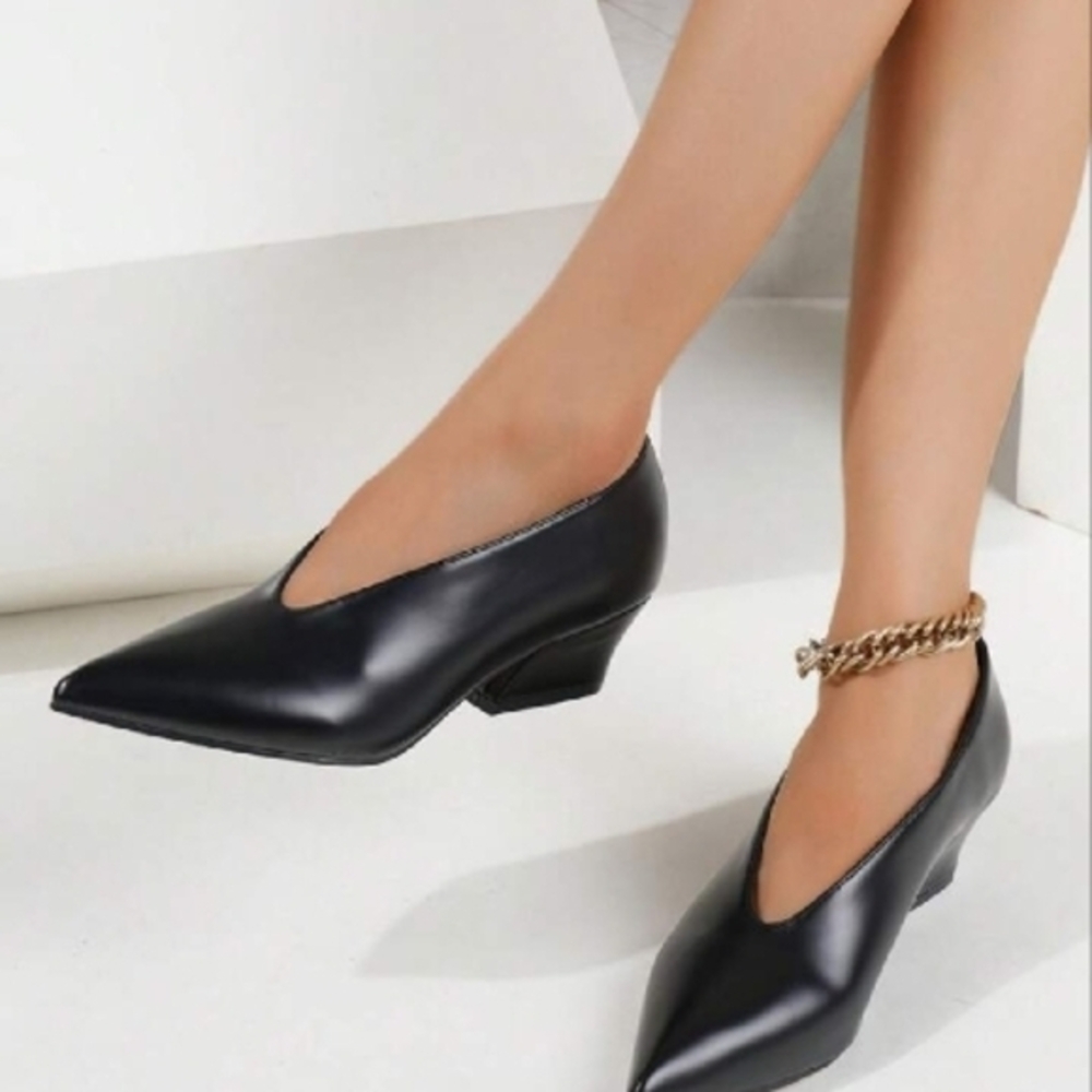 Black Leather Women's Shoes